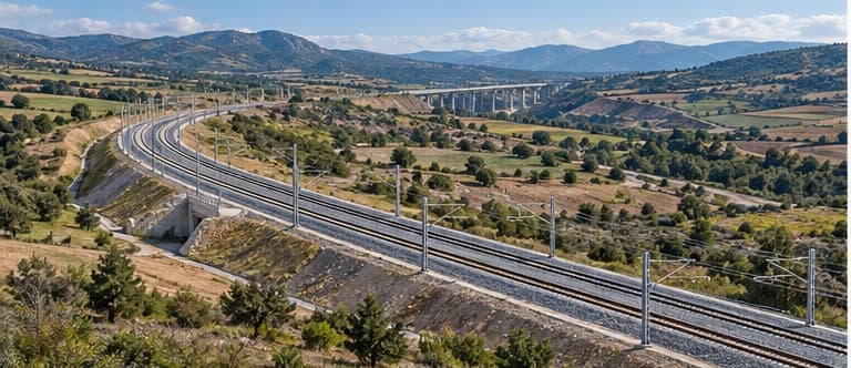 Dağlık araziden geçen demiryolu güzergâhı